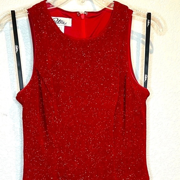 330. Patra Womens Red Holiday Formal Wedding Long Sparkly Sleeveless Dress - Picture 4 of 8
